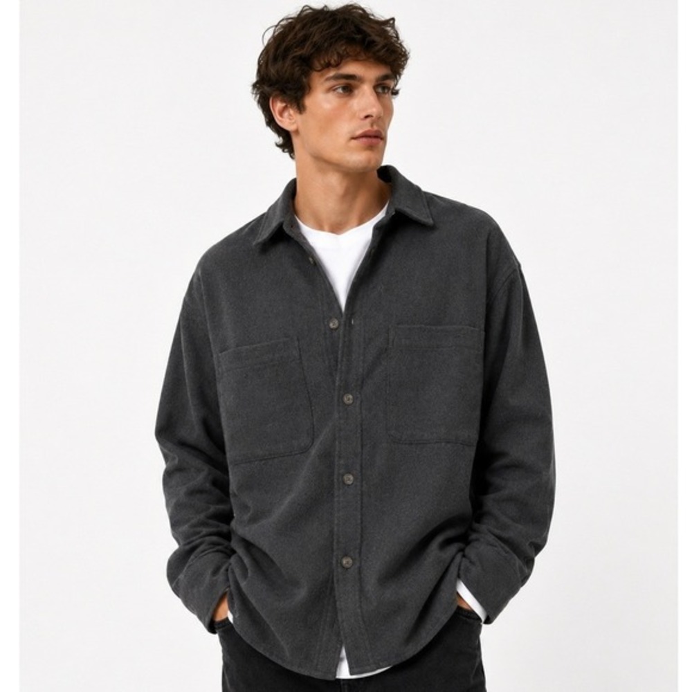 H&M Oversized Shacket Shirt Jacket Charcoal Grey XS NEW